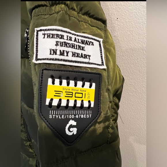 Disney  Fonts Down Jacket With Fur Collar Puffer  Coat Cozy  Jacket  S 3XL Green - Picture 6 of 8